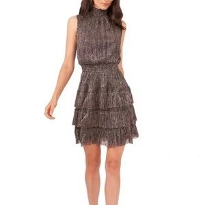 1. State Shimmer Tiered High Neck Mini Dress Size XL